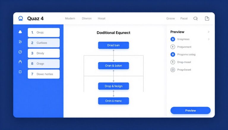 quiz marketing platform dashboard showing interactive quiz builder interface