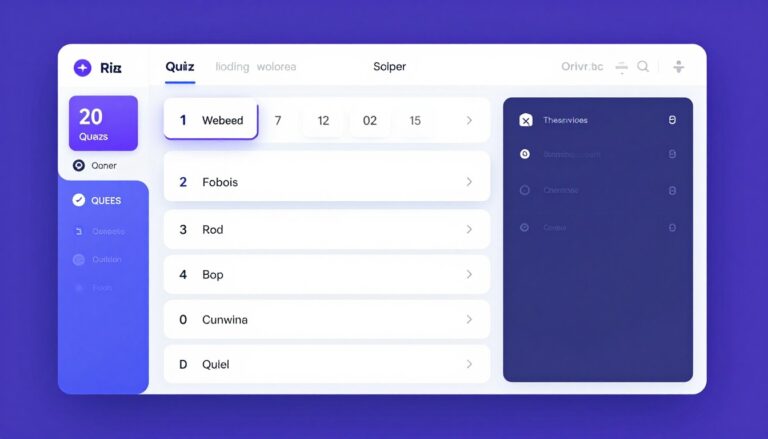 survey and quiz software dashboard interface showing interactive quiz builder