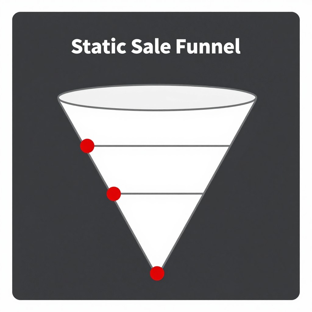 traditional sales funnel diagram with low conversion points