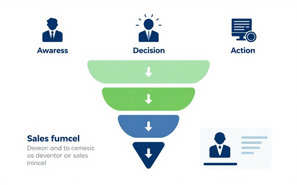 visual representation of sales funnel stages from awareness to conversion